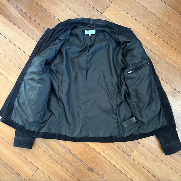 Reiss Suede Zip Through Trucker Jacket Black - Picture 11 of 15